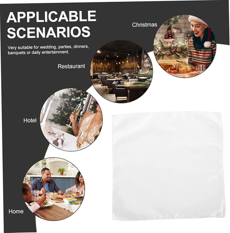 10 قطعة مناديل الساتان المربعة للعشاء ذات نسيج مخيط عالي الكثافة لحفلات الزفاف والمطاعم - Image 3